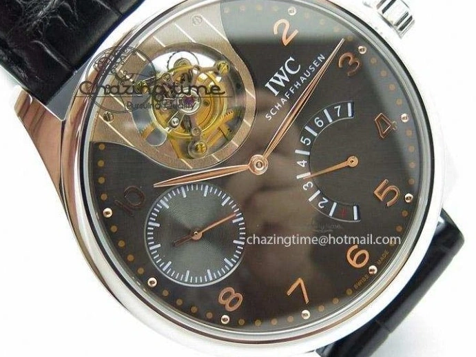 MIROTIME 0329 Portuguese Tourbillon Mystere SS TF Best Edition Black Dial on Black Croc Leather Strap Flexible 7383